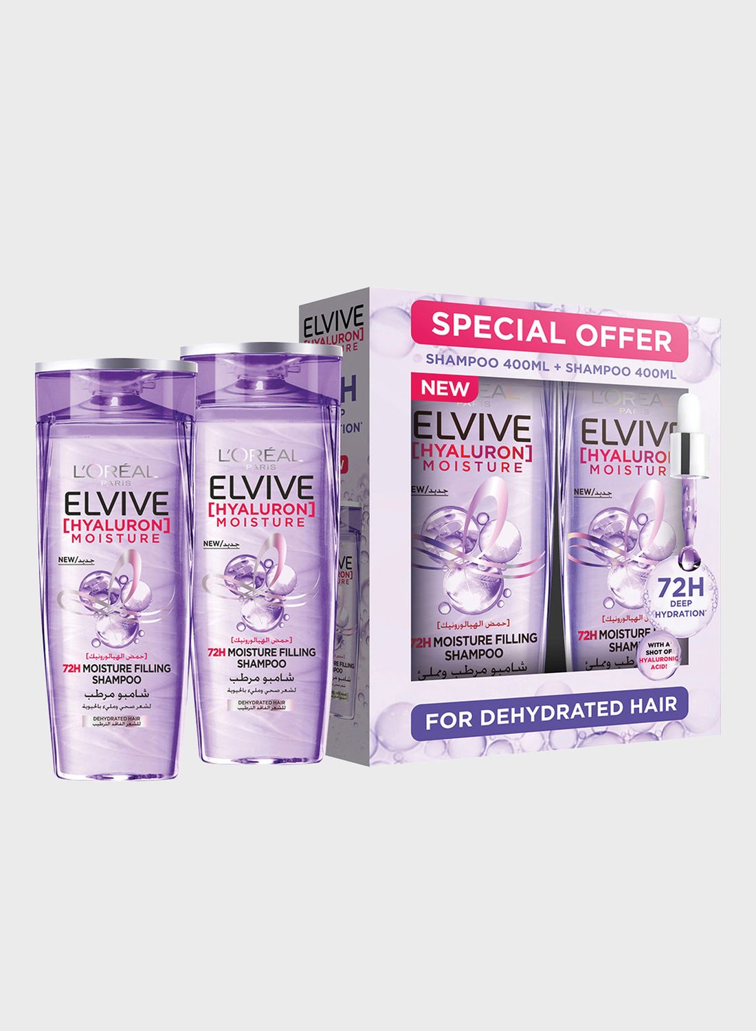 Loreal Paris And Elvive Hyaluron Moisture Shampoo 400ml Twin Pack 2936